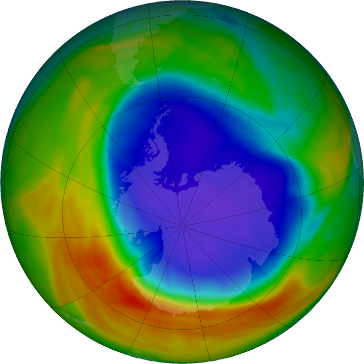Antarctic ozone map for 04 October 2017